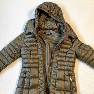 Kenneth Cole longer length puffer jacket, olive green